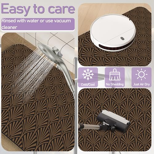 Brown Modern Bathroom Rug, Rapid Dry Absorbent with Non-Slip Rubber Base Bath Mats for Bathroom 17"x30" - color: Brown Modern