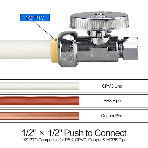 2pcs Brass Straight Stop Valves, 1/2" PTC Input, 3/8" OD Compression Output | for Kitchen, Faucet, Toilet Valves - size: 2×Straight