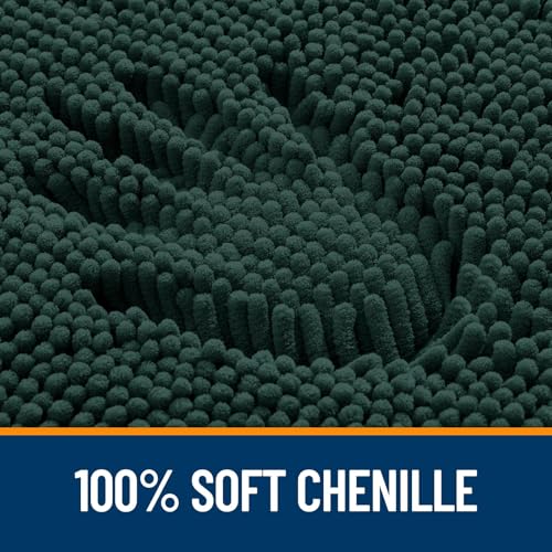 OLANLY Bathroom Rugs Sets 3 Piece, Soft Absorbent Chenille Bath Mat and U-Shaped Contour Toilet Rug, Non-Slip, Home Decor Accessories, Bath Mat Set for Floor (30"x20"+24"x16"+24"x20", Blackish Green) - color: Blackish Green, size: 30" X 20" + 24" X 16" +