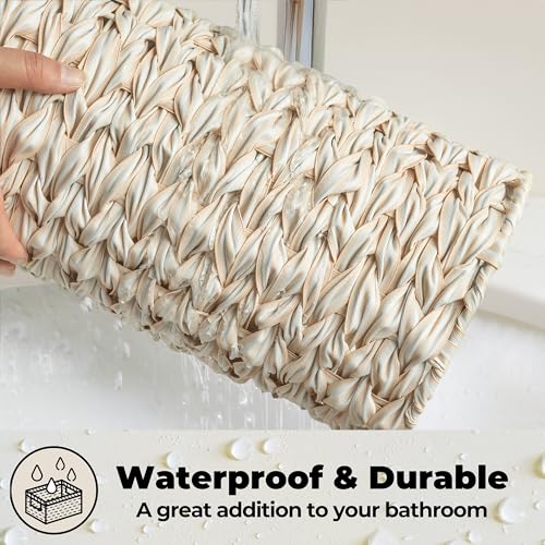 GRANNY SAYS Toilet Paper Storage Holder, Bathroom Toilet Paper Holder Stand, Woven Bathroom Baskets for Bathroom, Free Standing Organizer for Bathroom Storage - color: Butter Milk, size: 6¾"D(For 3 Roll)