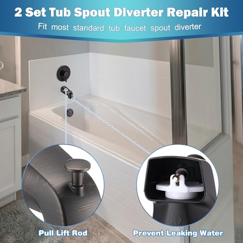 Enhon 2 Set Tub Spout Diverter Repair Kit, Includes 2 x Diverter Valve Stems, 2 x Cup Seals and 2 x Gates, Bathroom Shower Bathtub Leaky Faucet Repair Replacement Parts(Oil Rubbed Bronze,Classic) - color: Oil Rubbed Bronze