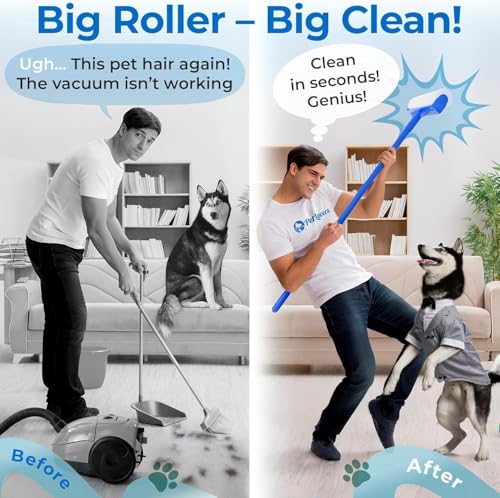 PetLovers Large Lint Roller with 3 Refills – 400 Total Sheets for Tackling Pet Hair, Extra Large Floor and Carpet Roller for Homes with Pets, Perfect for Floors, Furniture, and Loving Pet Owners - size: 4 Pack Floor Roller