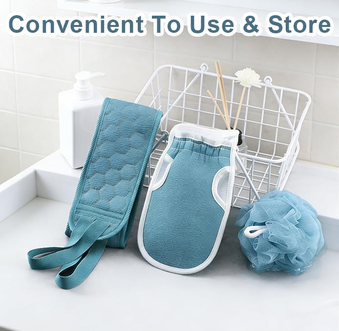3Pcs Exfoliating Body Scrubber Set Back Scrubber Bath Glove and Shower Bath Sponge Loofah for Shower Bath Exfoliating Body Scrubber for Men and Women - color: Yellow