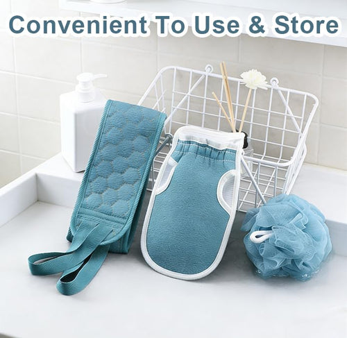 3Pcs Exfoliating Body Scrubber Set Back Scrubber Bath Glove and Shower Bath Sponge Loofah for Shower Bath Exfoliating Body Scrubber for Men and Women - color: Yellow