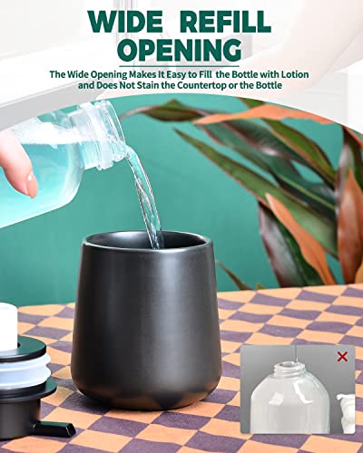 Bosilunlife Ceramic Foaming Soap Dispenser - 12Oz Bathroom Countertop Kitchen Dish Soap Pump Dispenser Foam Soap Dispenser - Matte Black - color: Matte Black