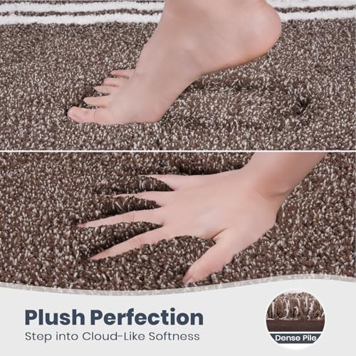 PURRUGS Bathroom Rug Non-Slip Machine Washable 20" x 30", Super Absorbent and Quick Dry Shaggy Microfiber Bath Mat, Extra Soft and Plush Bath Rug for Bathtub, Shower, and Sink, Brown - color: Brown, size: 20" X 30"