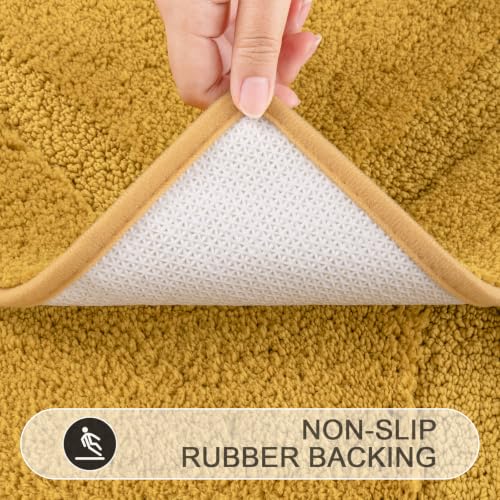 SHACOS 3 Pieces Bathroom Rugs with Toilet Lid Cover, Honey Mustard | Soft Absorbent, Non Slip, Washable, Microfiber, 16"x24"+U-Shape 20"x24"+Lid Cover19"x21" - color: Honey Mustard, size: 16"x24"+U-Shape 20"x24"+Lid Cover 19"x21"