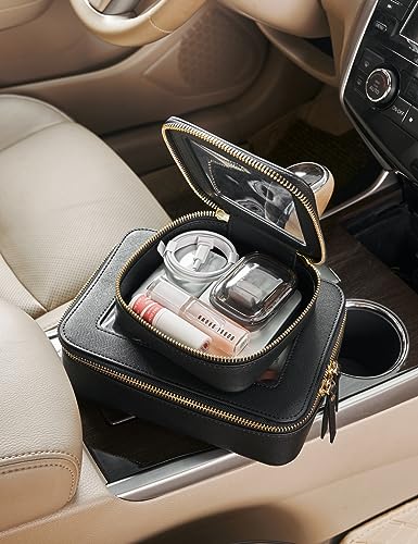 Popvibe Clear Makeup Case Toiletry Bag Travel Medium Clear Cosmetic Bag with Zipper, Make Up Bag Organizer Traveling TSA Approved Transparent Bag Car for Essentials, Mini & Medium, Black - color: Black, style: Mini & Medium