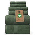 Alusa Home 100% Organic Zero-Twist Cotton Towels - GOTS Certified Luxury Bath Towels - Ultra Soft & Plush 700GSM Long-Staple Cotton - 6 Piece Towel Set (Hunter Green) - color: Hunter Green, size: 6pc Towel Set