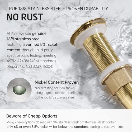 KES Sink Drain without Overflow Anti Clogging Pop Up Drain with Strainer Bathroom Sink Drain Assembly Brushed Gold, S2013D-BZ - color: Brushed Gold, style: for NO overflow sink,1-pack