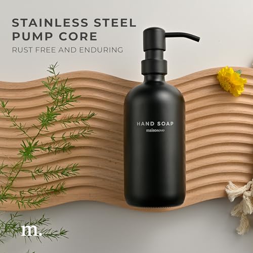 MaisoNovo Soap Dispenser 1-Piece Set | 16.9oz Black Bottles with Black Plastic Pumps - color: Black/Black