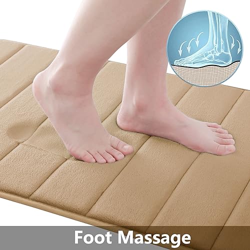 Buganda Memory Foam 3 Pieces Bathroom Rugs Set - Thick Soft Absorbent Bath Mats, Washable Small/Large/Contour Bath Rugs (24" x 16" + 30" x 20" + 24" x 20", Camel) - color: Camel, size: 24" X 16" + 30" X 20" + 24" X 20"
