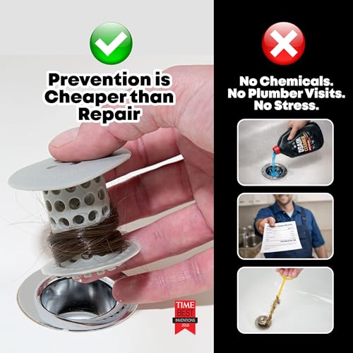 TubShroom Bathtub Drain Hair Catcher – in-Drain Tub Strainer & Clog Prevention Protector, Fits Standard 1.4”–1.75” Tub Drains, Easy Clean, Captures Human & Pet Hair Out of Sight (Gray) - color: Gray