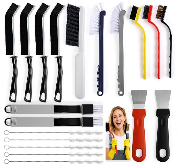19Pcs Crevice Cleaning Brush Set, Hard Bristle Gap Scrub Tools for for Sliding Door,Sill,Tile Lines, Corner, Sink, Shutter, Car Vents, Keyboard