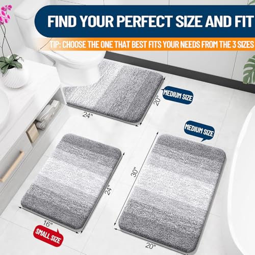 OLANLY Small Bathroom Rugs Mat 24x16, Extra Soft Absorbent Microfiber Bath Rugs, Rubber Backing, Quick Dry, Washable Bath Mats for Bathroom Floor, Tub and Shower, Home Decor Accessories, Light Grey - color: Light Grey, size: 24" X 16"