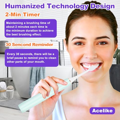 Whitening Electric Toothbrush for Adults, Rechargeable Toothbrush with 8 Brush Heads & Travel Case, 5 Modes & Smart Timer, 45000VPM Deep Clean, IPX7,One Fast Charge Last 120 Days - Blue - color: Blue