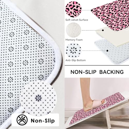4 PCS Leopard Shower Curtain Cheetah Print Shower Curtain Sets Non Slip Bathroom Rugs Soft Plush Bath Mat Toilet Lid Cover Animal Print Shower Curtains with 12 Hooks for Bathroom Tub, Pink - color: Pink