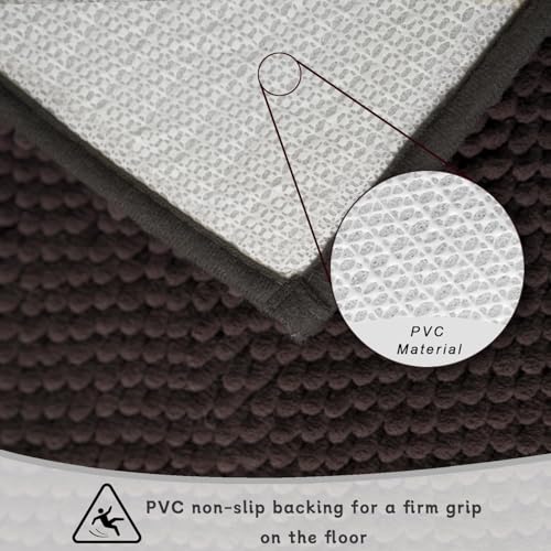Chenille Bath Rug Runner, Ultra Soft Absorbent Bathroom Mat, Non-Slip PVC Backing, Machine Washable, 59x20, Coffee - color: Coffee, size: 1'8" x 4'11" (59"x20")