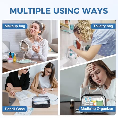 Moyad TSA Approved Toiletry Bag Clear Quart Size Travel Bags Makeup Bag | Large Opening, for Men and Women, Carry on Airline Compliant, Transparent Liquids Pouch, Black - color: Black, size: 1 Pack