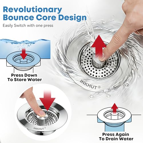 Upgraded 3 in 1 Kitchen Sink Drain Strainer - Stainless Steel Sink Stopper, Anti-Clogging Sink Food Catcher Basket, Fast Drainage Odor Filter Sink Plug for US Standard 3 1/2 inch Drain (Silver-2Pack) - color: Silver-2pack