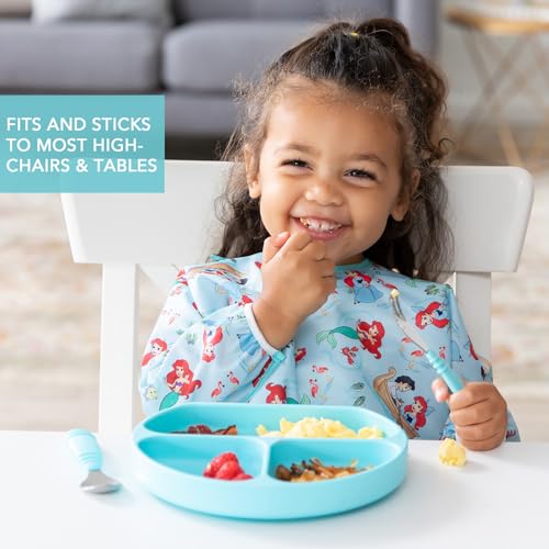 Bumkins Silicone Grip Dish, Suction Plate, Divided Plate, Baby Toddler Plate, BPA Free, Microwave Dishwasher Safe , Blue-GD, 1 Count - color: C6 Blue-GD