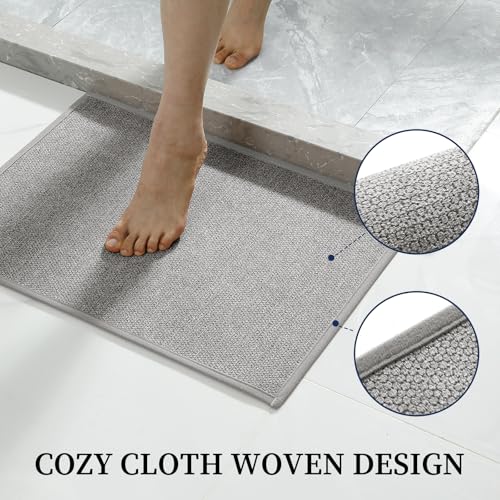 YIHOUSE Gray Bathroom Rugs Sets 3 Piece, Quick Dry Thin Bath Mat with Toilet Rug, Non Slip Absorbent Machine Washable, Bath Runner Rugs for Bathtub Sink Home Decor - color: Grey, size: 17"x24"+17"x47"+17.5"x24"U