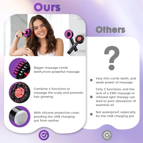 Electric Scalp Massager 4 in 1 Scalp Massaging Brush,Cordless Shiatsu Massager Comb for Scalp Relax,Oil Dispenser for Hair