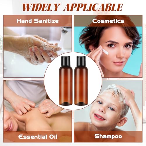 50 Pcs 4oz Squeeze Bottle Set, 4 oz Squeeze Bottle Empty Lotion Bottles with Black Flip Caps, Refillable Travel Containers for Shampoo, Body Wash, Crafts and Toiletries