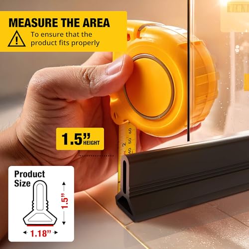 Shower Threshold Water Dam Barrier 39" - Black Collapsible Shower Water Blocker - Shower Guard for Walk in Shower - Water Guard Stopper for Floor - Shower Dam - 1.5" Tall - By Hippo Dam - color: Black, style: 39 In
