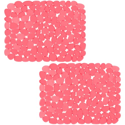 Bligli Pebble Sink Mat for Stainless Steel/Ceramic Sinks, PVC Eco-Friendly Sink Protectors Mats for Bottom of Kitchen Sink, Dish Drying Mat for Dishes and Glassware, 15.7 x 11.8 inch, Red - color: Red