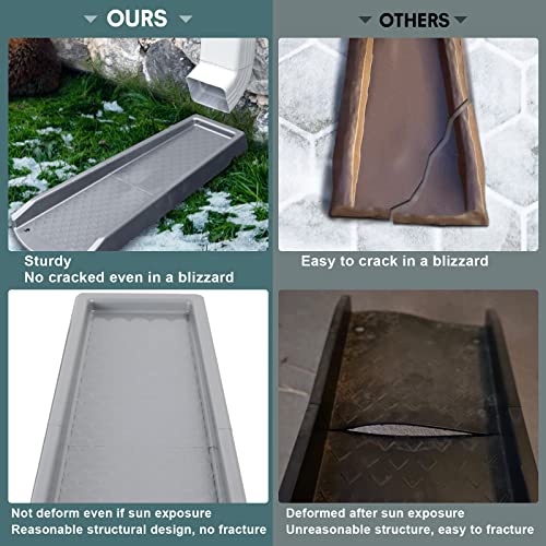 plusgutter Rain Gutter Downspout Splash Block, Gutter Downspout Extensions for Water Drainage, 24" Gutter Splash Guards Downspout Extender, Fixable Down spout Drain Trays with PE Nails(3 Pack, Gray) - color: Gray