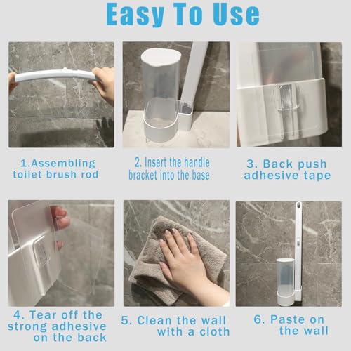 48 Count Refill Heads Disposable Toilet Brush Kit with Holder,Deep Cleaning Wand for Rim,Corner & Pipe,Wall Mount Storage Caddy,Limescale & Rust Remover