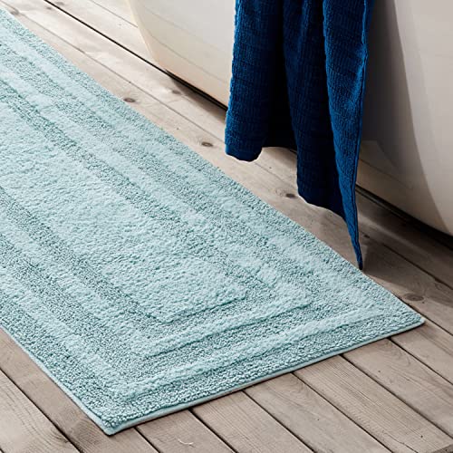 Eddie Bauer - Bathroom Rug, 100% Soft Plush Tufted Cotton Runner Rug, Highly Absorbent, Quick-Dry, and Skid-Resistant Backing (Logan Turquoise, 22" x 60") - color: Turquoise, style: 22" x 60"