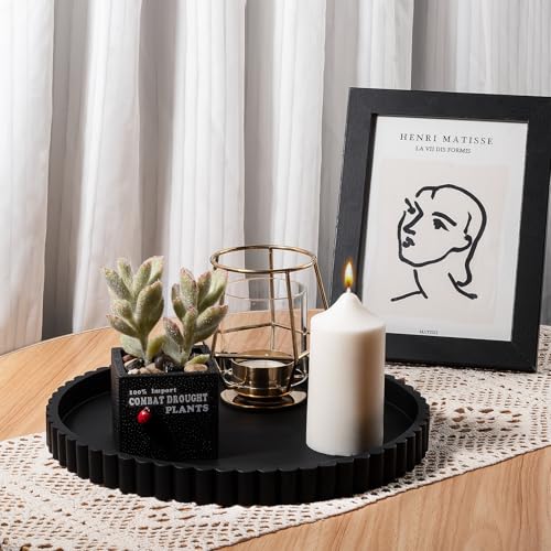 Round Bathroom Tray Silicone Kitchen Counter Decor Vanity Organizer Decorative Coffee Table Tray for Perfume, Candle, Soap Dish, 10 Inch, Black - color: Black, size: 10"