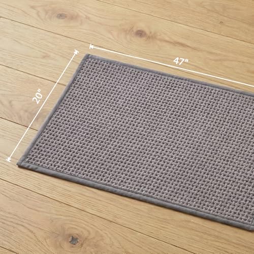 Bathroom Rugs Non Slip Washable, Super Absorbent Thin Bath Mat for Small Quick Dry Low Pile Bathroom Rug, (Light Gray, 47″x20″) - color: Light Gray, size: 1'8" x 3'11" (47″x20″)
