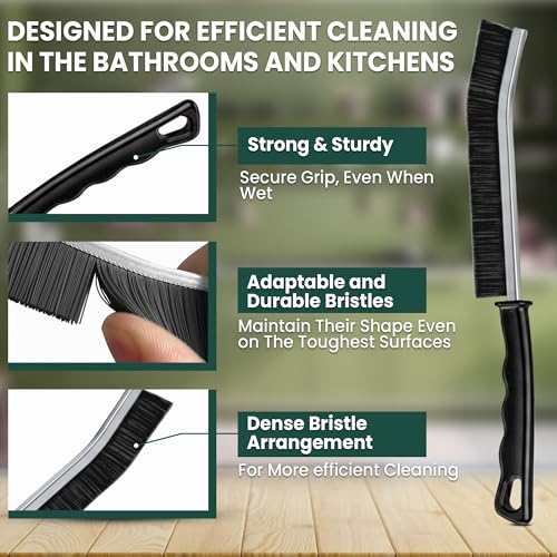 8 Pcs Crevice Cleaning Brush Set – Hard Bristle Cleaning Tools for Grout, Gaps & Narrow Spaces – Multi-Purpose Grout Brush, for Cleaning Bathroom, Shower, Window Tracks, Kitchen - color: Pack of 8 - Assorted Colors - Set a