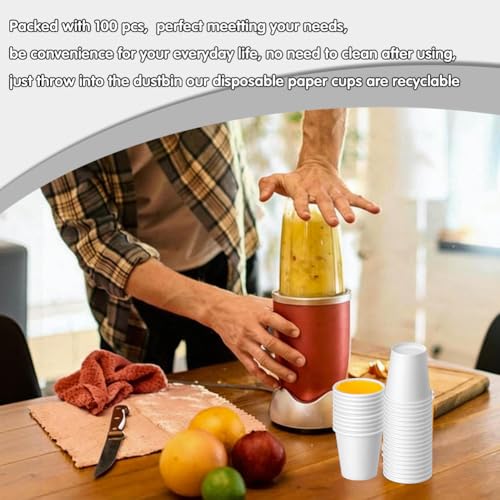 3 oz 100 Pack Disposable Paper Cups, Bathroom Mouthwash Cups, Espresso Disposable Cups for Bathroom, Snack, Espresso, Mouthwash (White) - color: White, size: 100 Count