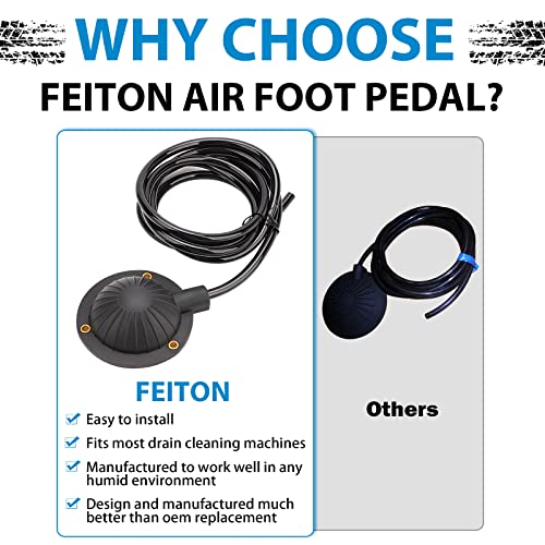 Air Foot Pedal, FEITON Air Foot Pedal Switch for Air- activated Drain Cleaning Machines, with 8' Long Hose for Ridgid K-400, K-380, K-3800, K750, K-7500, General, Spartan, Electric Eel, Trojan - color: Air Foot Pedal