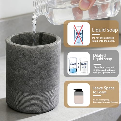 Resin Foaming Soap Dispenser, 11 OZ Bathroom & Kitchen Foam Soap Dispenser, Easy Press Pump, Refillable Hand Soap Dispenser, Modern Decor (Gray) - color: Gray