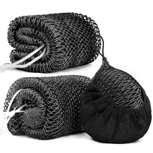 2 Pack African Net Sponge Exfoliating Body Scrubber Bath Sponge for Daily Use (2Black) - color: 2black