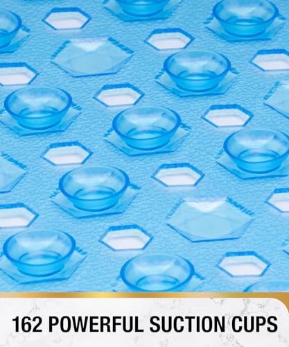 HITSLAM Shower Mat Anti Slip, Square Bath Mat for Tub Non Slip with Suction Cups and Drain Holes, 21x21 Inch Bathroom Shower Stall Floor Mat, Machine Washable, Soft on Feet, Blue - color: Blue, size: 21" x 21" (Square)