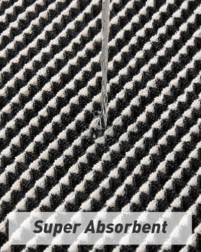 Upgraded Waffle Runner Rug, Super Absorbent Non Slip Bath Mats for Bathroom Floor, Washable Bathroom Runner Rug with Tassels, Ideal for Hallway Bedroom Laundry Room, Black & Cream, 2'x 6'(24" x 72") - color: Black & Cream, size: 2' x 6' (Runner)