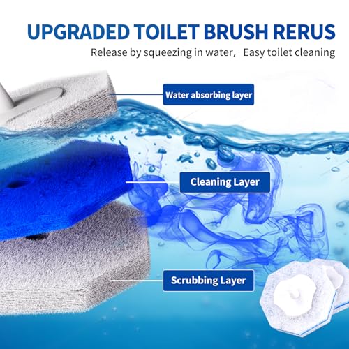 30 Count Disposable Toilet Brush Heads, Toilet Bowl Wand Refills for Clorox Toilet Cleaning, toilet scrubber refill，disposable toilet brush headrefills，Toilet Cleaning Sponges Heads for Bathtub, Floor