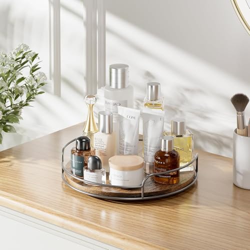 LLAMU 10'' Lazy Susan Organizer, Wooden Lazy Susan Turntable for Cabinet, Table Top, Kitchen, Pantry, Bathroom Countertop Organizer, 1 Pack - size: 10in 1 Pack