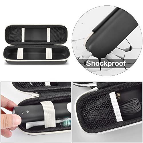Toothbrush Travel Case Compatible with Oral-B Pro 1000 2000 3000 3500 5000 7500/ for Philips Sonicare ProtectiveClean 4100 6100 5100 6500 7500 Rechargeable Electric Toothbrush (Box Only) -White Zipper - color: Black with white zipper