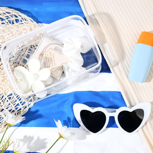 DEEKA 30 Pcs Bridesmaid Proposal Bag Set Gift Clear Makeup Toiletry Bag Bachelorette Party Favors Sunglasses Flower Claw Clips Scrunchies Knot Bracelets Bridal Wedding Party Gifts (White) - color: White(Flower Claw Clip), size: 6 Sets