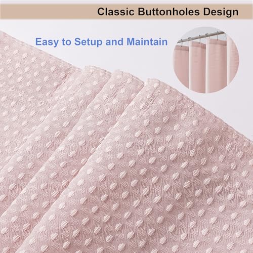 OWENIE Blush Shower Curtain 96 Inch Extra Long, Waffle Weave Textured Fabric Bathroom Curtains, Water Repellent Thick Soft Hotel Spa Luxury Elegant Bath Curtain, Machine Washable, Blush, 72x96 Inch - color: Blush, size: 72"W x 96"L (Pack of 1)