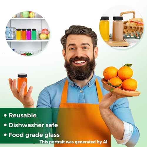 Jarsoph 2oz 60ml 16 Pcs Clear Glass Bottle with Lids, Wellness, Juice, Mini | Leakproof Mini Travel Bottles, Decorative Bottles Set for Spices - size: 2OZ 16PCS