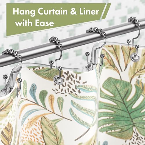 Amazer Shower Curtain Rings, Rust-Resistant Metal Double Shower Hooks for Curtain Rolling Shower Curtain Hooks Rings Shower Rings for Bathroom Shower Curtain Rod, Chrome, Set of 12 Rings - color: Chrome, style: Modern - Double Hooks