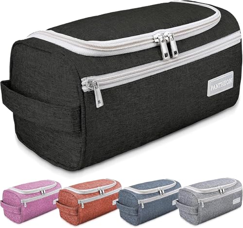 emissary Hanging Travel Toiletry Bag for Men, Dopp Kit - Black | Built-in hook, waterproof wipe-clean lining, clear & mesh pockets; men's travel toiletry organizer, folds flat - color: Black